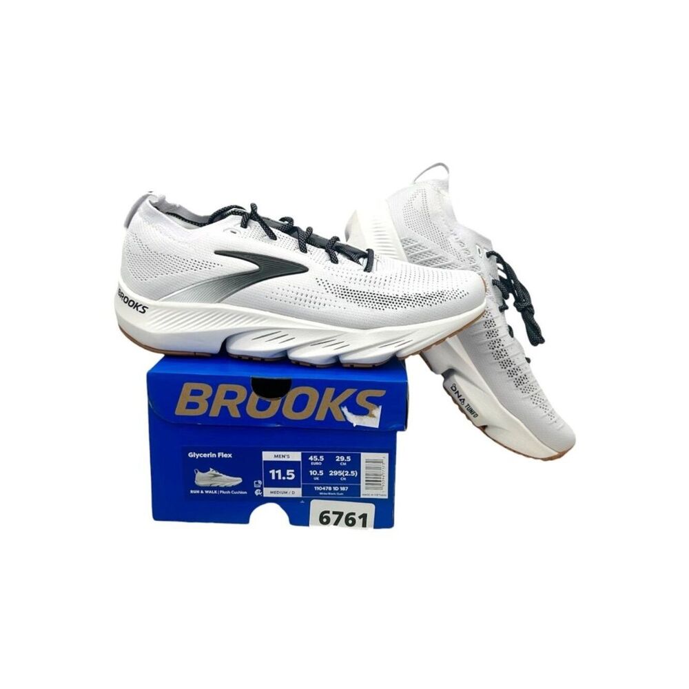 Brooks Glycerin Flex Men’s Size 11.5D Medium Cross Training Shoes White Black